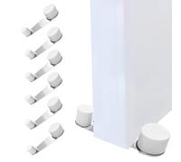 Adhesive Floor Door Stops 6 Units, No Drill Required - 360º Rotating Door Retainer White, Stainless Steel and Plastic- Fasten Doors Floor Protects Walls (White 6 Units)