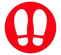 Adhesive footprint sign for floor. | Queue distancing for shops | Pack of 4 units of 19 cm (Red)