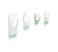 Adhesive Hook Multipack - 4 Sizes - White Plastic & Stainless Steel - Pack Of 15 - Decohooks