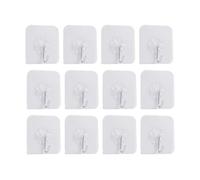 Adhesive Hooks 12 Pcs - Removable Wall Hooks for Hanging Heavy Duty - Wall Hangers Without Nails for Home & Office - Sticky Hooks for Kitchen Accessories, Towels - Clear Hooks for Walls no Damage