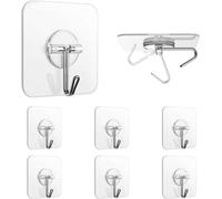 Adhesive Hooks - 6 Pcs Self Adhesive Plastic Sticky Hook 5Kg (Max) for Hanging, Key, Plug, Kitchen Utensils, Towel