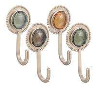 Adhesive Hooks Random Color with Luxurious Rhinestone Design 4pcs No Trace Self Adhesive Strong Hooks for Hanging Towels and Clothes for Bathrooms Behind Doors