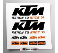 Adhesive Kit Compatible with Tank and Motorcycle Helmet Ready to Race Black Orange | Transparent Vinyl Base Easy Application UV Print | Logo Writing | Stickersland®