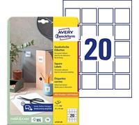 Adhesive Labels Avery White 25 Sheets 45 X 45 Mm NEW