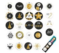 Adhesive Labels Christmas Countdown Calendar Stickers, 24 Days Calendar Counting Decals, Advent Number Stickers for Envelopes Candy Bags Boxes Crafting Envelope Laptop Card Holiday Party Winter