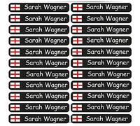 Adhesive Labels - Stickers - 46x7 mm 60 Pieces Flag England with Desired Text - Personalized - Name Labels - for Young People - Company - University - School - Children - Kindergarten - Kids