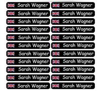 Adhesive Labels - Stickers - 46x7 mm 60 Pieces Flag Great Britain with Desired Text - Personalized - Name Labels - for Young People - Company - University - School - Children - Kindergarten - Kids