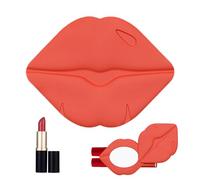 Adhesive Lip Gloss Holder - Silicone Rotating Organizer for Vanity, 360 Degree Lipstick Balm Storage with Mirror, Strong Grip Adhesive Base, Beauty Accessory for Home, Travel, Makeup Room