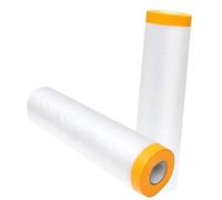Adhesive Masking Film for Quick Decorating, Pre-Taped Plastic Dust Sheets for Furniture, Floors, Walls, Cars & Cabinet Covering During Renovation 6 Rolls 2mx20m