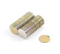 Adhesive N42 Neodymium Magnet for Arts, Crafts, Model Making, DIY, Hobbies, Office and Home - 15mm dia x 0.5mm thick - 0.28kg Pull - South - Pack of 100
