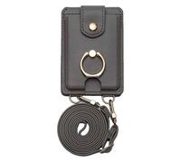 Adhesive Phone Card Wallet - PU Leather Sleeve With Ring Grip, Stick On Credit Card Holder Pocket, Slim Storage Case, Secure Grip Stand Design | Cards Holder For Smartphones Travel Daily Use ID Credit