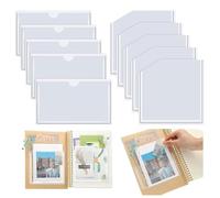 Adhesive Pockets - Space Saving Clear Pouch - 10-Piece Index Card Pockets with Top Open,for Scrapbook Diary Journal Storage Box Drawer Shelf Library Classroom Kitchen