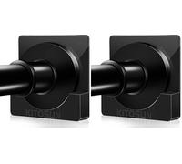 Adhesive Shower Curtain Rod Holder - Kitosun Wall Mount Bathroom Tension Pole Retainer Brackets with Super Sticky Tape for Quick Stick on and Stainless Steel Screws (Black, Square -1 Pair) (Pack of 2)