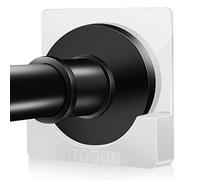 Adhesive Shower Curtain Rod Holder - Kitosun Wall Mount Bathroom Tension Pole Retainer Brackets with Super Sticky Tape for Quick Stick on and Stainless Steel Screws (White, Square -1 Pair)