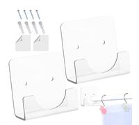 Adhesive Shower Rail Holder - 2 Pack - Acrylic Holder, Strong Invisible Tube Holder, Easy Installation, Space-saving Hardware | Wardrobe Pipe Holder for Home, Bathroom, Hotel, Cupboard Rod, Front