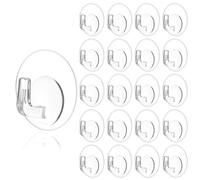 Adhesive Sticky Hooks 20 Pcs, Reusable Acrylic Wall Hooks for Hanging with Non Marking Sticker, Transparent Small Hangers for Kitchen Bathroom Bedroom Office