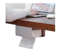 Adhesive Tissue Holder for Kitchen Paper Under-Table Hidden Tissue Box Grey 19 x 13.2 cm Desk Drawer Organizer Space-Saving Design