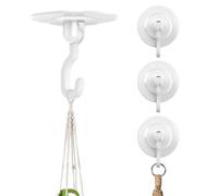 Adhesive Wall & Ceiling Decor Hooks: 4-Pack 3 lbs Heavy Duty No-Drill 360° Swivel Adjustable for Hanging Home Accents Lights Plants Wind Chimes Compatible with 3M Command Strips