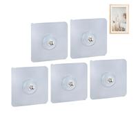 Adhesive Wall Hooks, 5 Pieces, No Drilling, 2.36 x 2.36 x 0.39 inches, Adhesive Hooks with Strength, Strong Wall Durability, Bathroom Storage with Convenience, Home Organization for Kitchen