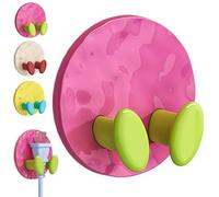 Adhesive Wall Hooks for Hanging - No Drill Cable Organizer,Plug Holder Sticky Hanger for Charging Cords,Multi-Functional Double Hooks for College Dorm Essentials Room Decor & Kitchen Appliance (Pink)