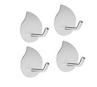 Adhesive Wall Hooks for Hanging Towels Coats, Stainless Steel Heavy Duty Kitchen Bathroom Hook 4 Pack