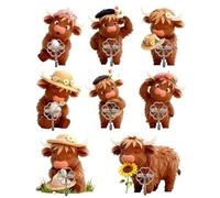 Adhesive Wall Hooks | Set of 8 Embossed Cow Holders No Drilling - Key Hooks for Damage Free Walls | for Entryway Bathroom Kitchen Bedroom Living Room Towel Storage Keys Coats Bags