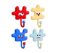 Adhesive Wall Mount Key Holder - Multi-Purpose Rack for Keys | Cartoon Puzzle Hook Organizer for Apartment, Home Towels, Bathroom Dorm, Easy Installation & Decorative 3.35x3.15in