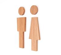 Adhesive Wooden WC Sign - Men and Women Bathroom Signs, for Restroom, Bathroom Door and Wall, Toilet, Washroom, Water Closet Sign for Home and Office (Beige)