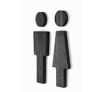 Adhesive Wooden WC Sign - Men and Women Bathroom Signs, for Restroom, Bathroom Door and Wall, Toilet, Washroom, Water Closet Sign for Home and Office (Black)