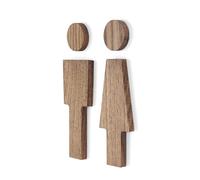 Adhesive Wooden WC Sign - Men and Women Bathroom Signs, for Restroom, Bathroom Door and Wall, Toilet, Washroom, Water Closet Sign for Home and Office (Brown)