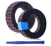 Adhiper PS5 Ear Pads Replacement Parts for Headphones Compatible with Sony PS5 Pulse 3D Wireless Headphones Ear Pads with Ice Silk Cloth Ice Feel Gel and Memory Foam (Black Pink/Print)