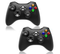 ADHJIE Xbox 360 Controller 2 Pack 2.4GHz Wireless Controller Compatible with Xbox 360/Xbox 360 Slim/PC with 3.5mm Audio Headphone Jack, Dual Vibration, Black