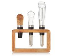 Adhoc 3 Piece Wine Aerator Stopper Pourer Set With Acacia Stand