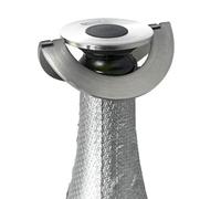 AdHoc Camp Champagne Stopper, Sparkling Wine/Champagne Bottle Stopper, Ultra Flat, Leak Proof, Keeps Fizz, Stainless Steel/Silicone 17 mm x 80 mm, Silver/Black, Includes Gift Box