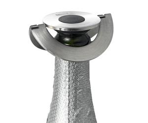 AdHoc Camp Champagne Stopper, Sparkling Wine/Champagne Bottle Stopper, Ultra Flat, Leak Proof, Keeps Fizz, Stainless Steel/Silicone 17 mm x 80 mm, Silver/Black, Includes Gift Box