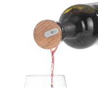 AdHoc CasQ Wine Pourer and Stopper Oak/Stainless Steel/Plastic/Silicone | Drip Free and Leakproof Wine Bottle Seal With Non-Drip Pourer And Drip Catcher With Flat Oak Wood Top For Easy Fridge Storage