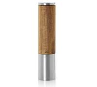 AdHoc eMill.5 Electric Salt or Pepper Mill, Ceramic Mechanism, Adjustable Coarseness, One Touch Operation, Acacia Wood/Stainless Steel, 22cm, Includes 1x Salt/Pepper Grinder, Batteries Included