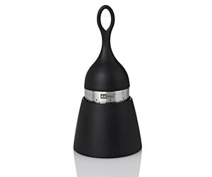 AdHoc Floatea Floating Tea Infuser Black, Loose Leaf Tea Filter, Tea Strainer with Drip-Collector Stand, Easy Refill, Stainless Steel/Plastic, (H) 130 mm x (D) 40 mm, Dishwasher Safe