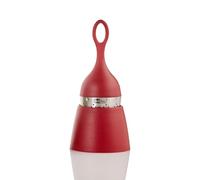 AdHoc Floatea Floating Tea Infuser Red, Loose Leaf Tea Filter, Tea Strainer with Drip-Collector Stand, Easy Refill, Stainless Steel/Plastic, (H) 130 mm x (D) 40 mm, Dishwasher Safe