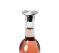 AdHoc FV41 CHAMP Stainless Steel Wine Bottle Stopper, Silver/Black | Black Flat Shaped For Fridge Storage Spill and Leakproof Stainless Steel/Silicone