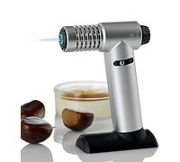 AdHoc FZ62 BRULÉE Kitchen Blow Torch | Metal/Plastic | Chefs Refillable Gas Blowtorch For Cooking/Culinary/Food | (L)100mm x (H)140mm x (B)43mm | Silver