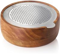 AdHoc GG30 Fine Grater CutnServe with Collection Container, Stainless Steel, Acacia Wood