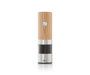 AdHoc iMill, USB Rechargeable Salt/Pepper Mill, Adjustable Coarseness, LED Light, Ceramic Mechanism, Ash Wood
