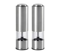 AdHoc Pepmatik Electric Salt & Pepper Grinder Set, Adjustable CeraCut Ceramic Grinder, LED Light, One Touch Operation Salt and Pepper Mills, Batteries Included