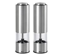 AdHoc Pepmatik Electric Salt & Pepper Grinder Set, Adjustable CeraCut Ceramic Grinder, LED Light, One Touch Operation Salt and Pepper Mills, Batteries Included