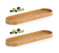 AdHoc Posto Set of 2 Acacia Wood Condiments Coaster - Brown, Brown