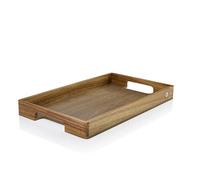 AdHoc Serve Acacia Wood Serving Tray With Handles Rectangular Ottoman Tray