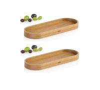 AdHoc Set of 2 Acacia Wood Condiments Coaster Posto - Brown, Brown