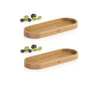 AdHoc Set of 2 Acacia Wood Condiments Coaster Posto - Brown AdHoc Brown