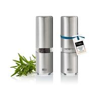 AdHoc Style Salt and Pepper Grinder Set, Stainless Steel, Adjustable Grind | 15cm Manual Salt and Pepper Mill Set, Durable Ceramic Mechanism, Airtight Lid Prevents Mess and Preserves Flavour, Gift Set